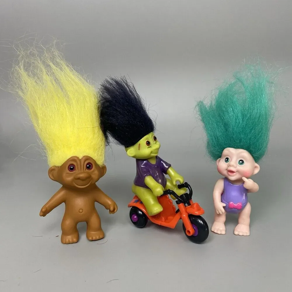 Vintage Troll Dolls Lot of 3 Russ Applause Frankenstein Trike Brown Figures